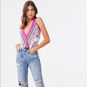 Forever21 bandana print surplice wrap top (S) NWT